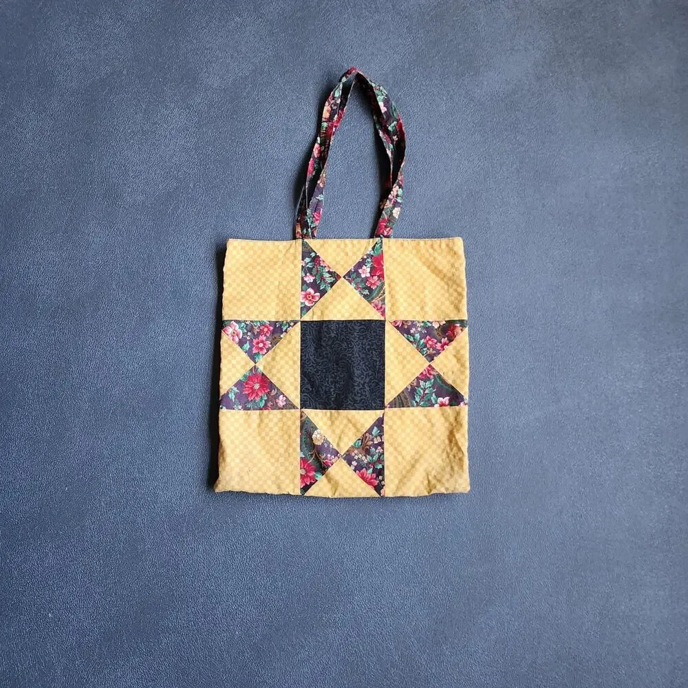 Y2K Abstract Patterned Canvas Tote Hand Bag